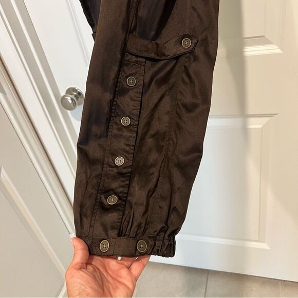 Chico's Casablanca Brown Silk/Cotton Blend Satin Cargo Joggers Sz. 3 (XL/16) - Picture 7 of 15